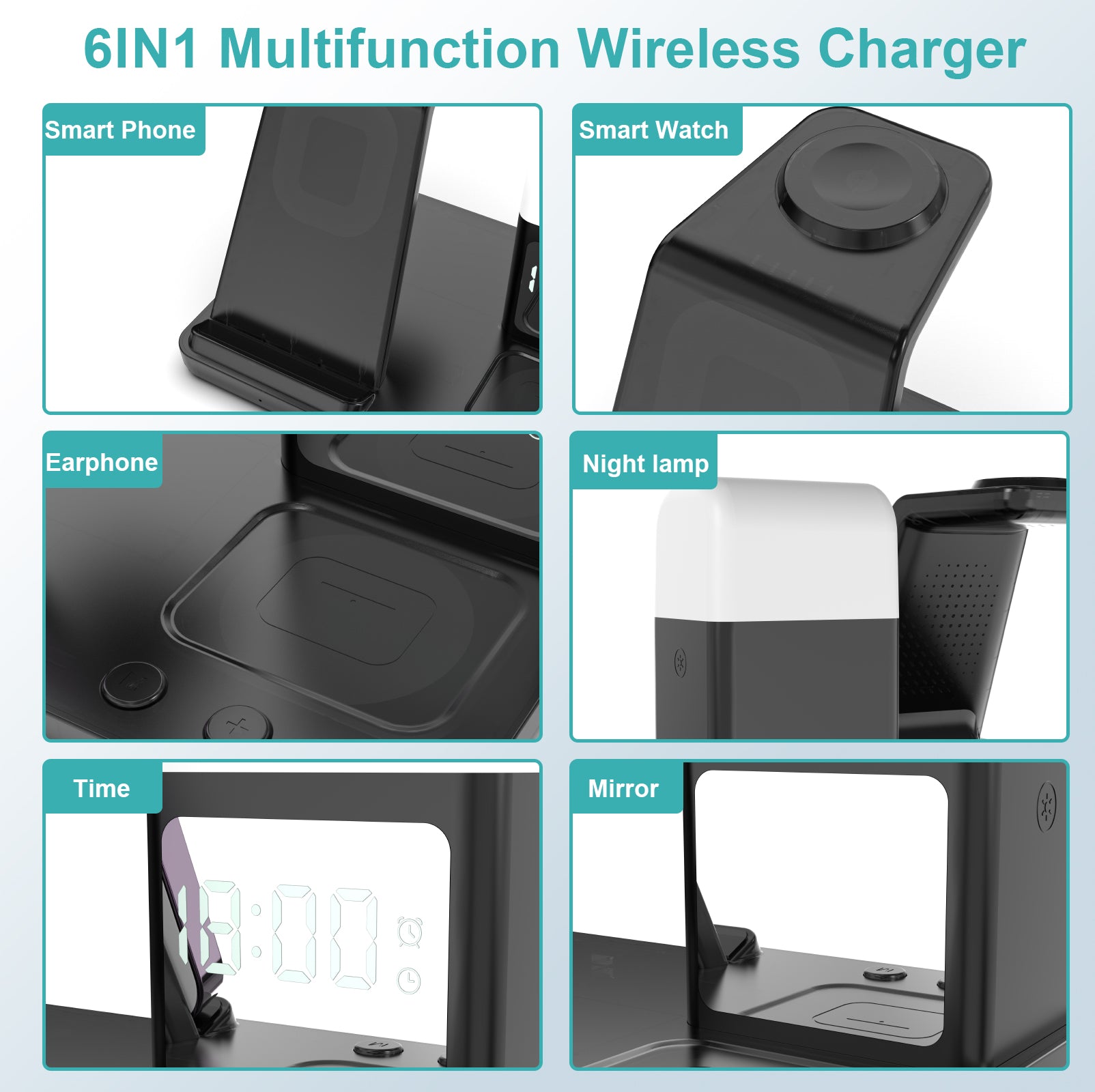 👍Three-in-one wireless charging clock model